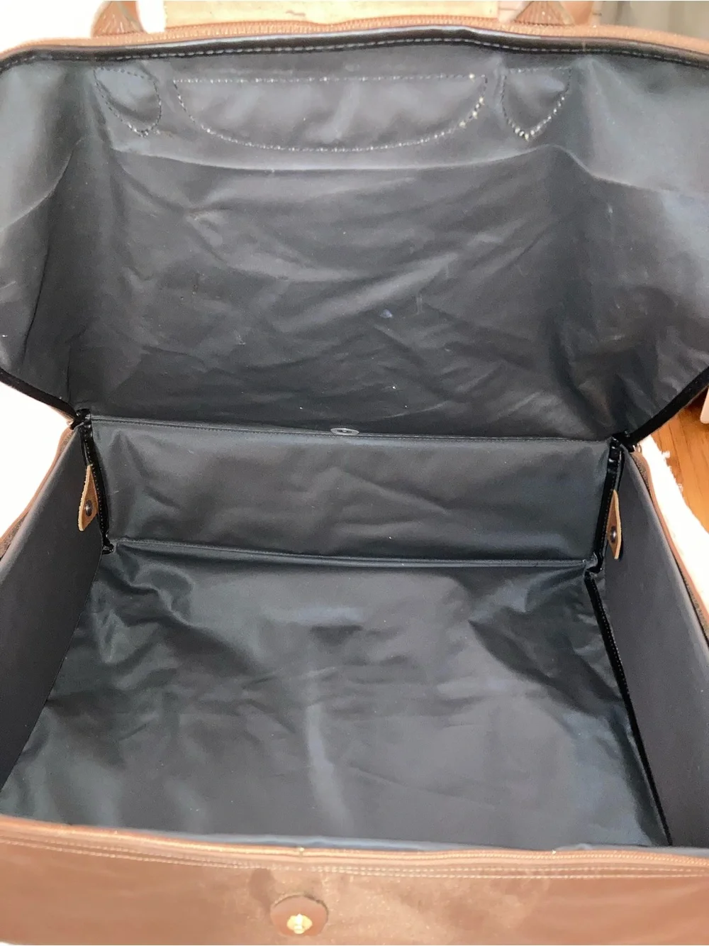 Longchamp Brown Nylon Travel Bag with Leather Trim